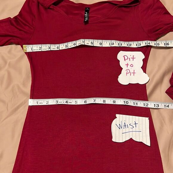 White Mark Burgundy Scoop Neck Long Sleeve Lightweight Maxi Dress Size Small EUC - Picture 8 of 9